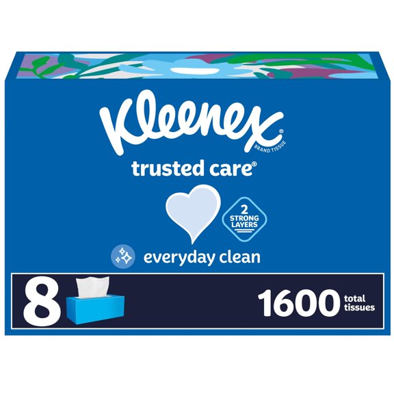 Kleenex Trusted Care Facial MMF7 Tissues, 8 Flat Boxes, 200 Tissues per Box, 2-Ply, Packaging May Vary