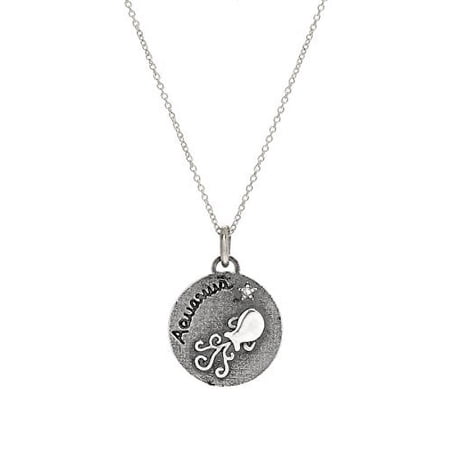 Sterling Silver Reversible Aquarius Zodiac Diamond Pendant Necklace, 18"