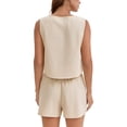 thumbnail image 3 of INSPIRE CHIC Linen Short Sets for Women Sleeveless Tank Top High Waisted Shorts with Pockets Lounge Sets Summer Outfits XL Khaki, 3 of 5