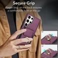thumbnail image 5 of Dteck Card Slots Wallet Case for Samsung Galaxy S21 Ultra,Shockproof Premium PU Leather Kickstand Protective Cover with Ring Holder Back Case,Purple, 5 of 8