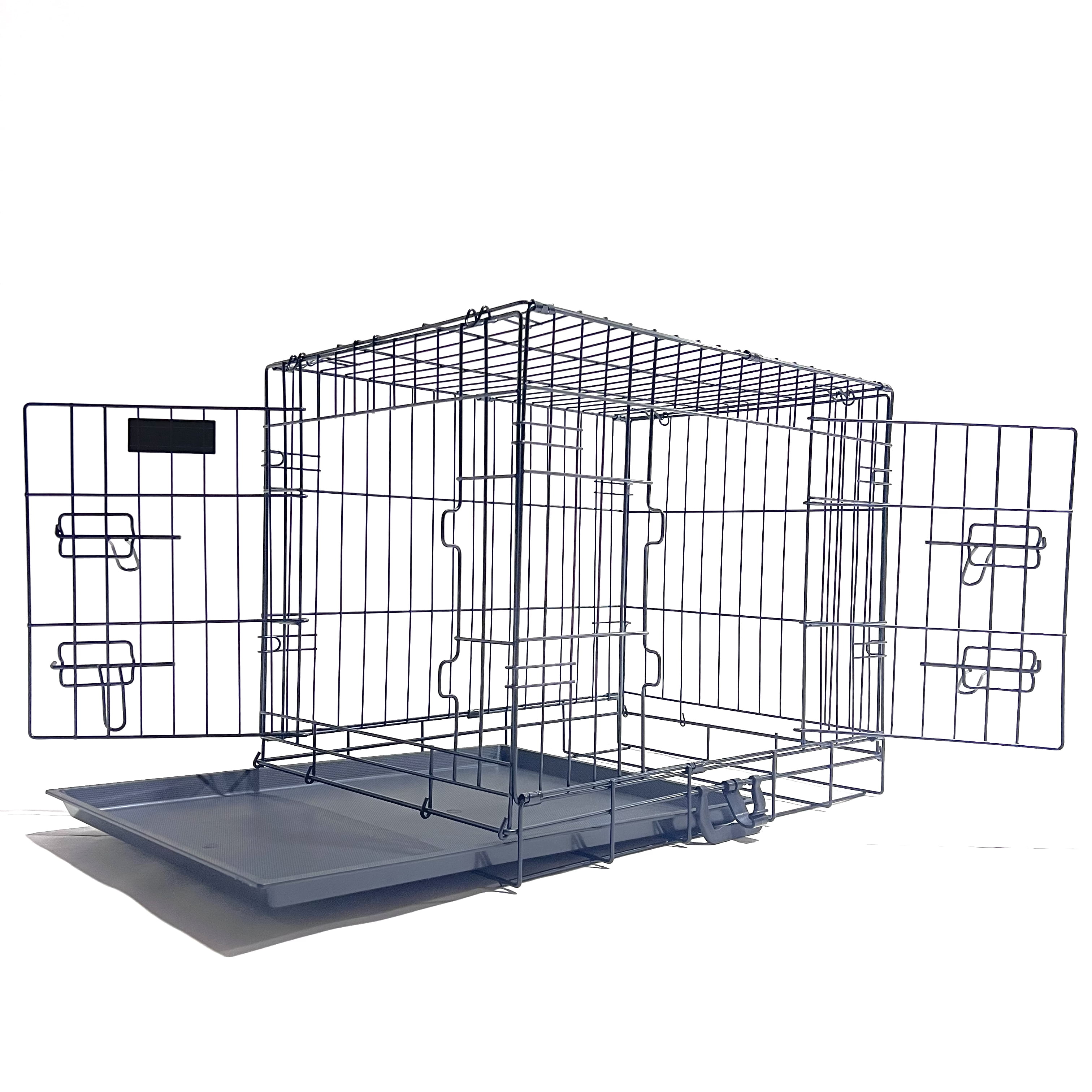GODOHOME 24'' Collapsible Dog Crate Wire Pet Dog Crate with Double Doors