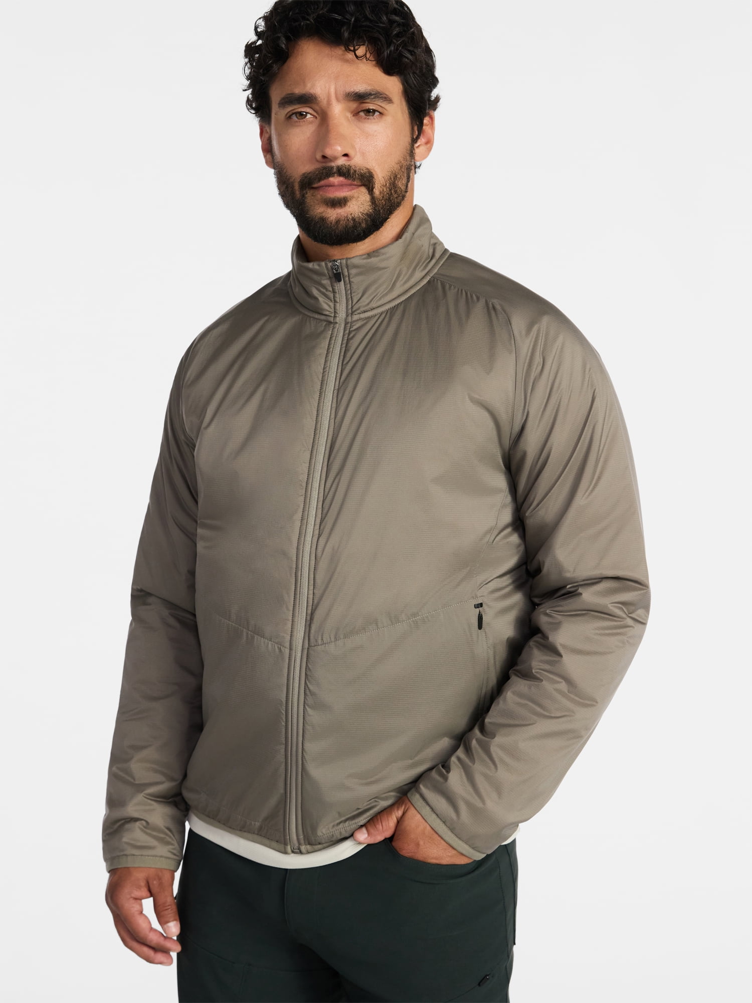 Ozark Trail Men's and Big Men's Light Insulated Nylon Zip Jacket, Sizes S-3XL