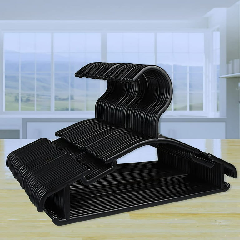 30pcs Pack of Black Plastic Baby Hangers for Kids Clothes