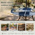 thumbnail image 6 of Round Outdoor Tablecloth with Umbrella Hole and Zipper, Vintage Abstract Tablecloth with Elastic Waterproof, Minimalist Patchwork Pattern Navy Blue Patio Table Covers for 55" - 60" Pool Tables, 6 of 9