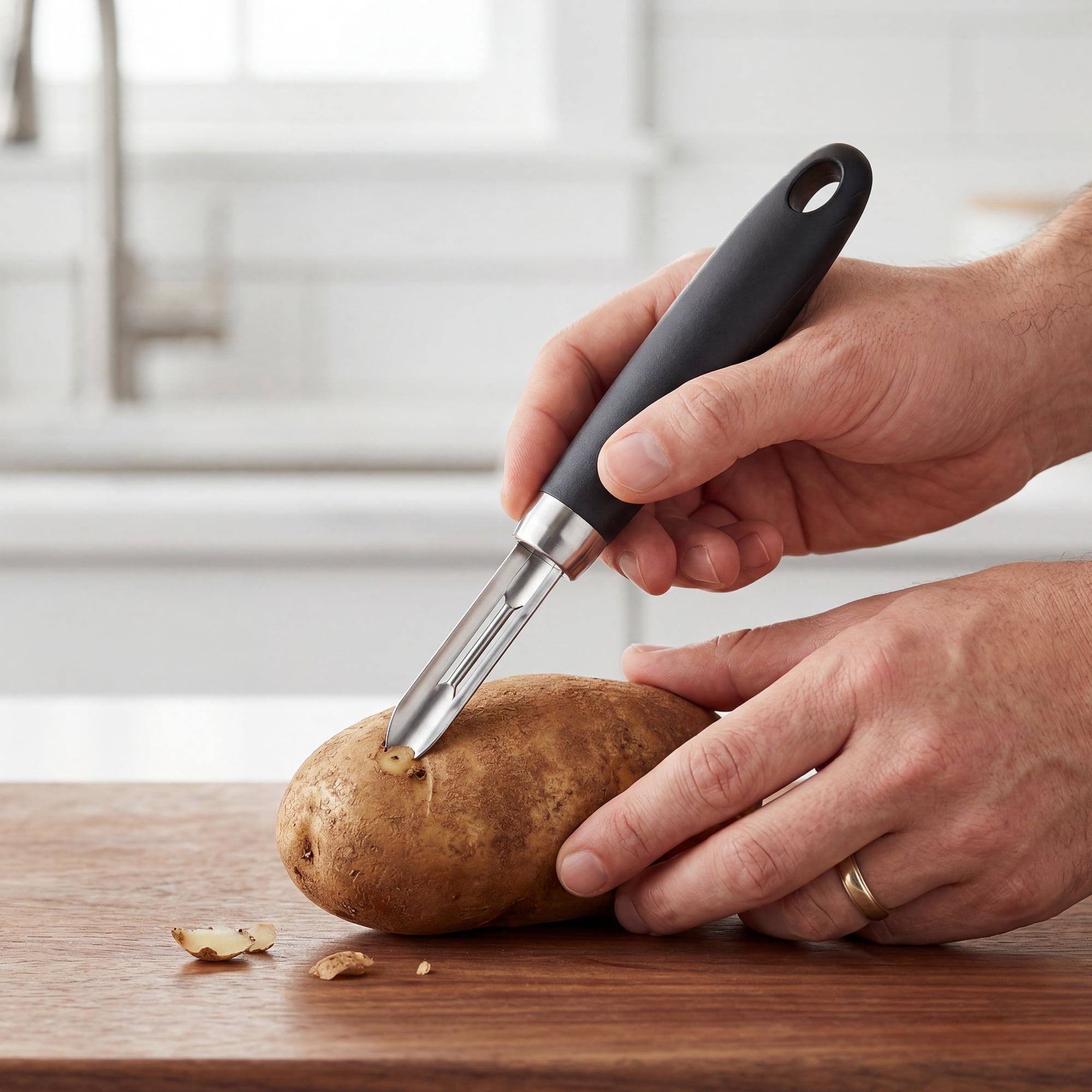 Unique Bargains Useful Stainless Steel Peeler with Ergonomic Handle Black-Peelers 7.9x1 in