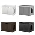 thumbnail image 2 of SONGMY Gray Cat Litter Box House, Wooden Multi-Use Double Door Cat Cozy Washing, Enclosed Litter Box Furniture with Removable Roof, 2 of 10