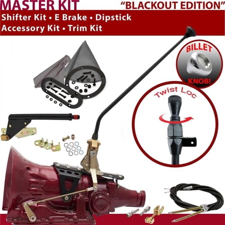 American Shifter AOD Shifter Kit Black 23 in. E Brake Cable Trim Kit Dipstick for F41DD