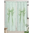 thumbnail image 5 of Green Bow Living Room Curtains 2 Panel, Cute Bowknot Minimalist Solid Color Cafe Window Treatment, Extra Long Farmhouse Bedroom Bathroom Kitchen Curtains Drapes 104"x72", 5 of 6