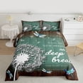 thumbnail image 2 of Feelyou Rustic Dandelion Plant Full Size Comforter Sets, Farmhouse Lodge Cabin Bedding Comforter Set, Western Countryside Reversible Bedding Sets, Microfiber Bedroom Decor, 3-Piece, 2 of 8