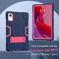 thumbnail image 6 of ELEHOLD Case for Lenovo Tab M11 11inch TB330FU TB330XU 2024,Heavy Duty Hard PC Silicone Case Hidden Kickstand Anti-Scratch Shockproof Cover for Kids Men Women,Navyblue+Rose, 6 of 7