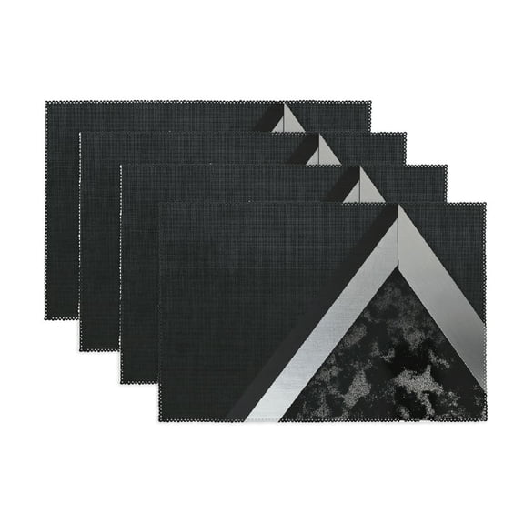 Fenyluxe Placemats Set of 4, Gray, Black and Silver Marble Table Mats Washable Placemat Decoration for Kitchen Dining Table 11.8*17.7in