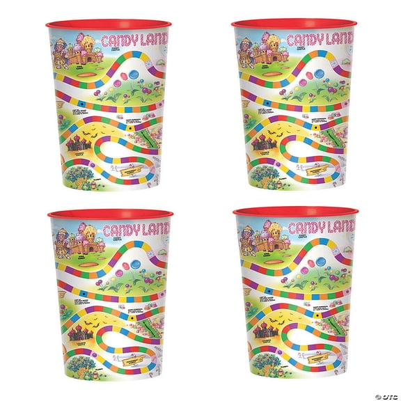 4 1/2" 16 oz. Bulk 12 Count Candy Land Game Board Party Favor Plastic Reusable Tumblers