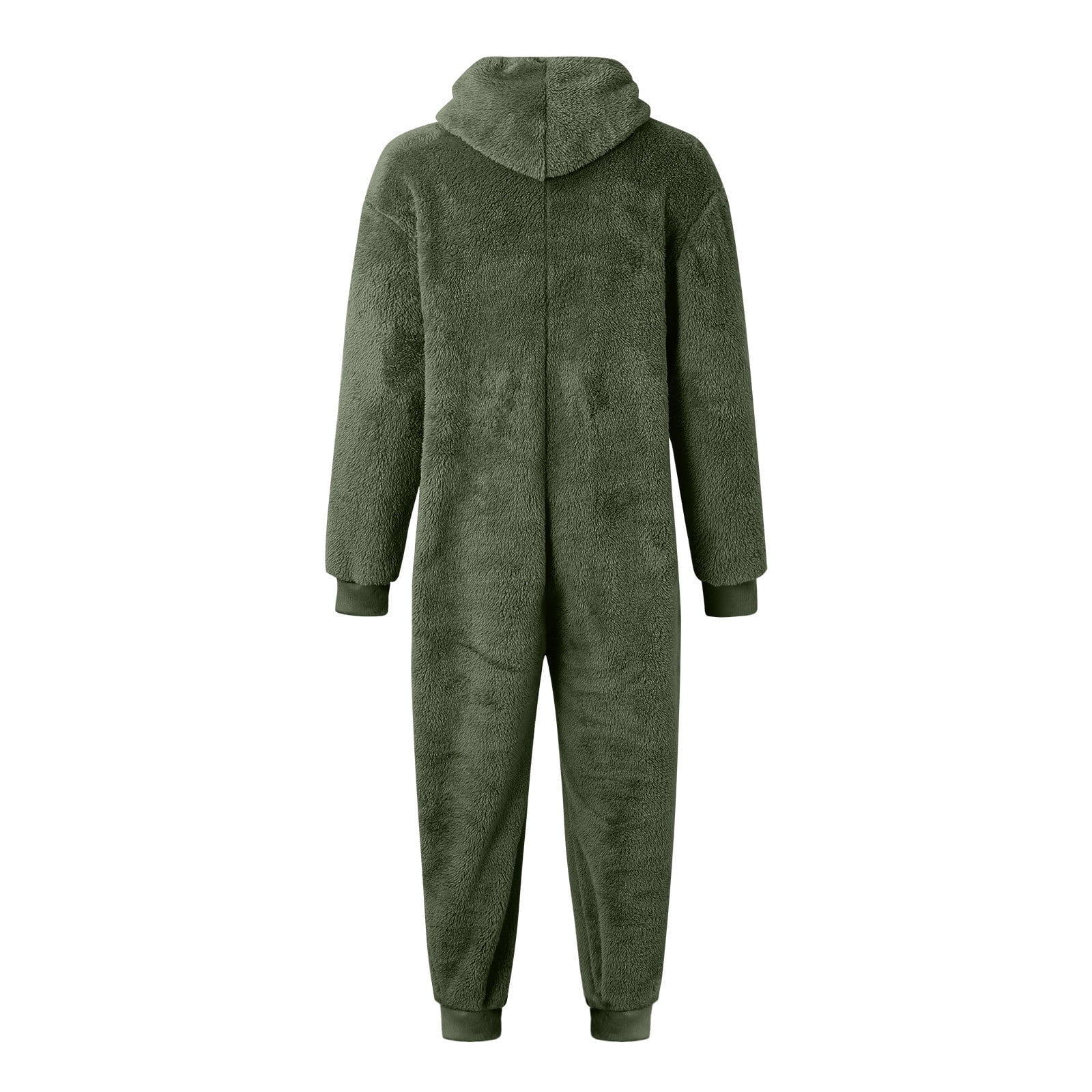 Mens Fuzzy Fleece Hooded Jumpsuits Long Sleeve Zip Up Piece Plush Pajamas Onesies Big and Tall Overall Rompers