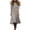 Gray, variant on Womens Cotton Linen Midi Dress Half Sleeve Round Neck Tunic Dress Summer Solid Color Pleated Casual Dresses White XL