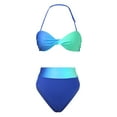 thumbnail image 6 of Sngxgn Women Two Piece Scoop Neck Bikini Crop Top High Cut Swimsuit High Waisted Bathing Suit(Sky Blue,XXL), 6 of 8