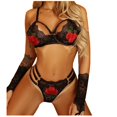 thumbnail image 1 of Gibobby Lencería mujer erótica Mujeres Sexy Malla de Encaje Floral Bordado Liga ligada Lencería Ropa Interior Conjuntos de lencería Sexy(Negro, M), 1 of 5