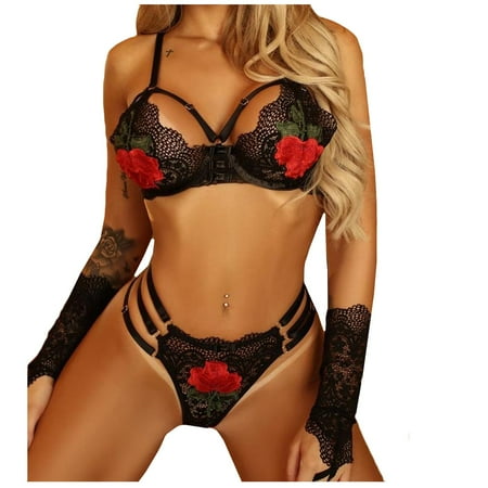 

coappsuiop underwear for women women lace embroidery underwire bra thong sleepwear lingerie set s-3xl womens lingerie