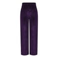 thumbnail image 5 of Women Velour Pants Soft Velvet Sweatpants Straight Leg Joggers Casual Comfy Pajama Trousers with Pockets New Pants for Women Trendy Plus Purple XL, 5 of 8