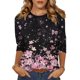 thumbnail image 1 of Camiseta Zeagoo con cuello redondo y estampado floral y manga 3/4 para mujer, 1 of 5