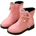 thumbnail image 6 of Hessimy Girls Knee High Boots with Lace-up Sparkly Riding Shoes for Kids Party Christmas Holiday cowboy boots (Pink,2.5), 6 of 9