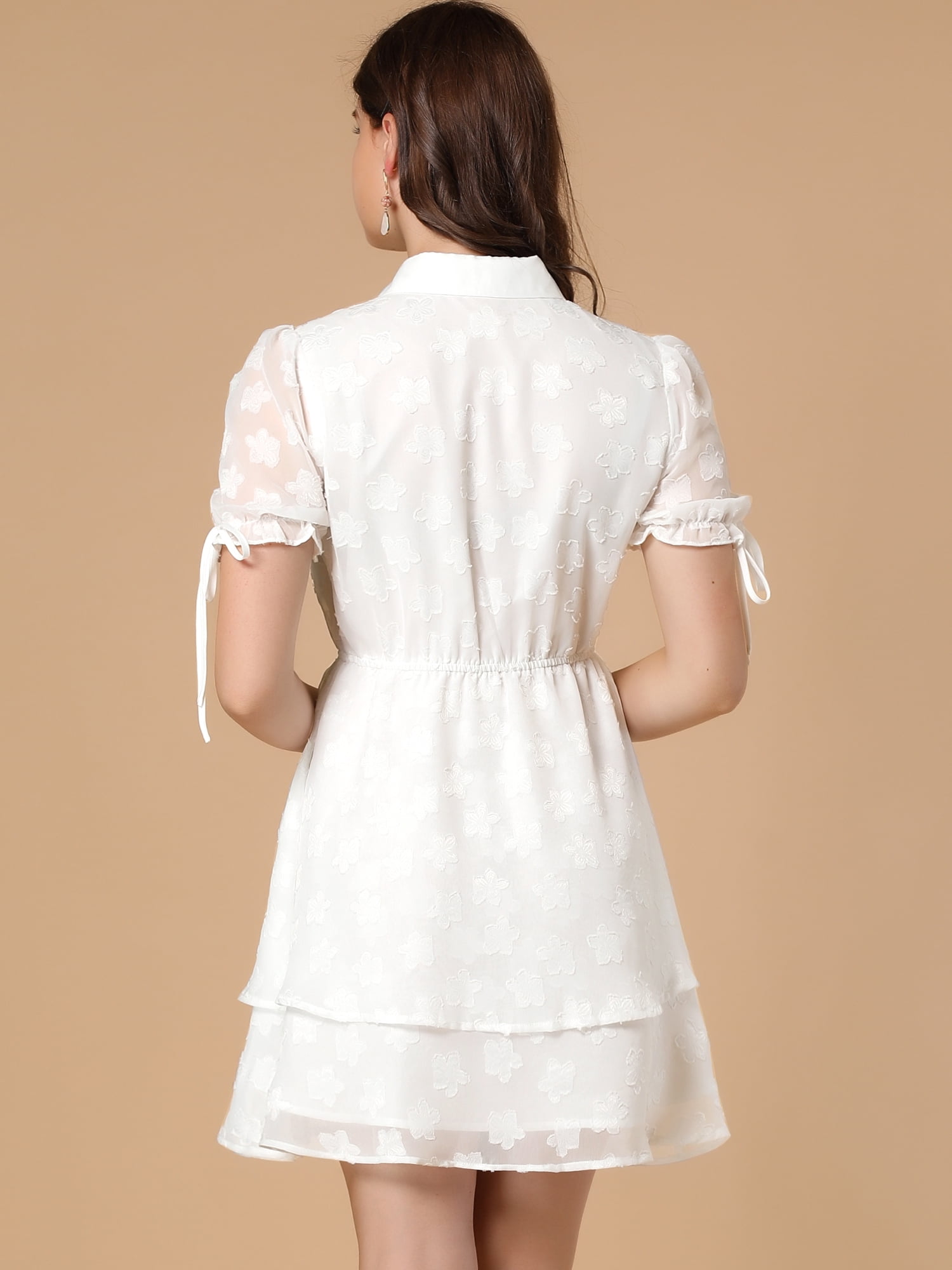 DARING DIVA Solid Short Sleeve A-Line Shirt Dress XS White