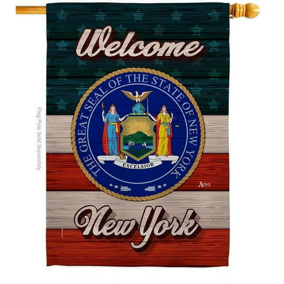 Americana Home & Garden H141289-BO 28 x 40 in. Welcome New York Double-Sided Vertical Decoration Banner House & Garden Flag - Yard Gift