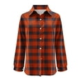 thumbnail image 4 of Atogsazn Women Button Up Shirt Casual Plaid Corduroy Long Sleeve Blouse Loose Fit Tops Fall Outfit Clothes 03-Orange L Fashion, 4 of 5