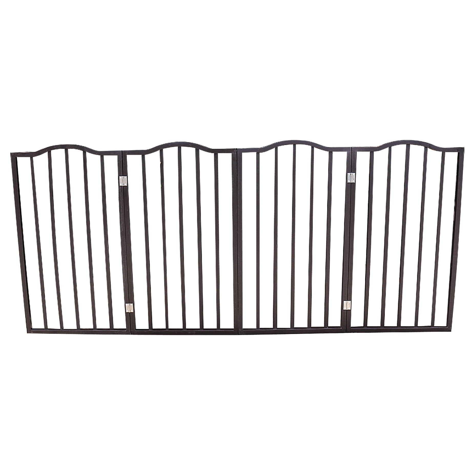 Dark Brown Arc Wooden Pet Gate - Freestanding, Foldable For Doorways, Stairs Or Home Simple To Use House Offers A Convenient Way Manage Your Pets
