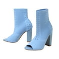 thumbnail image 4 of Juosiy Women's Open Pointed Toe Ankle Boots Knit Chunky Heel Breathable Slip On Dress Sock Shoes, 4 of 8