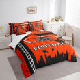 thumbnail image 3 of jejeloiu Boys Ball Game 7 Pieces Bedding Comforter Set,Football Sport Lovers Full Bedding Set,Orange Rugby Helmet Fitted Sheet Flat Sheet For Boys,Breathable Home Decor Reversible, 3 of 8