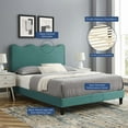 thumbnail image 2 of Platform Bed Frame, Twin Size, Teal Blue, Velvet, Modern Contemporary, Bedroom Master Guest Suite Room, 2 of 10