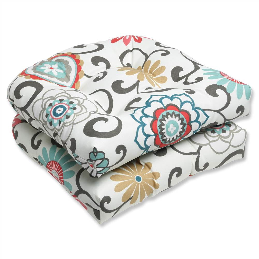 Pillow Perfect Outdoor Indoor Pom Pom Play Peachtini Wicker Seat Cushion Set Of 2 Walmart Com Walmart Com