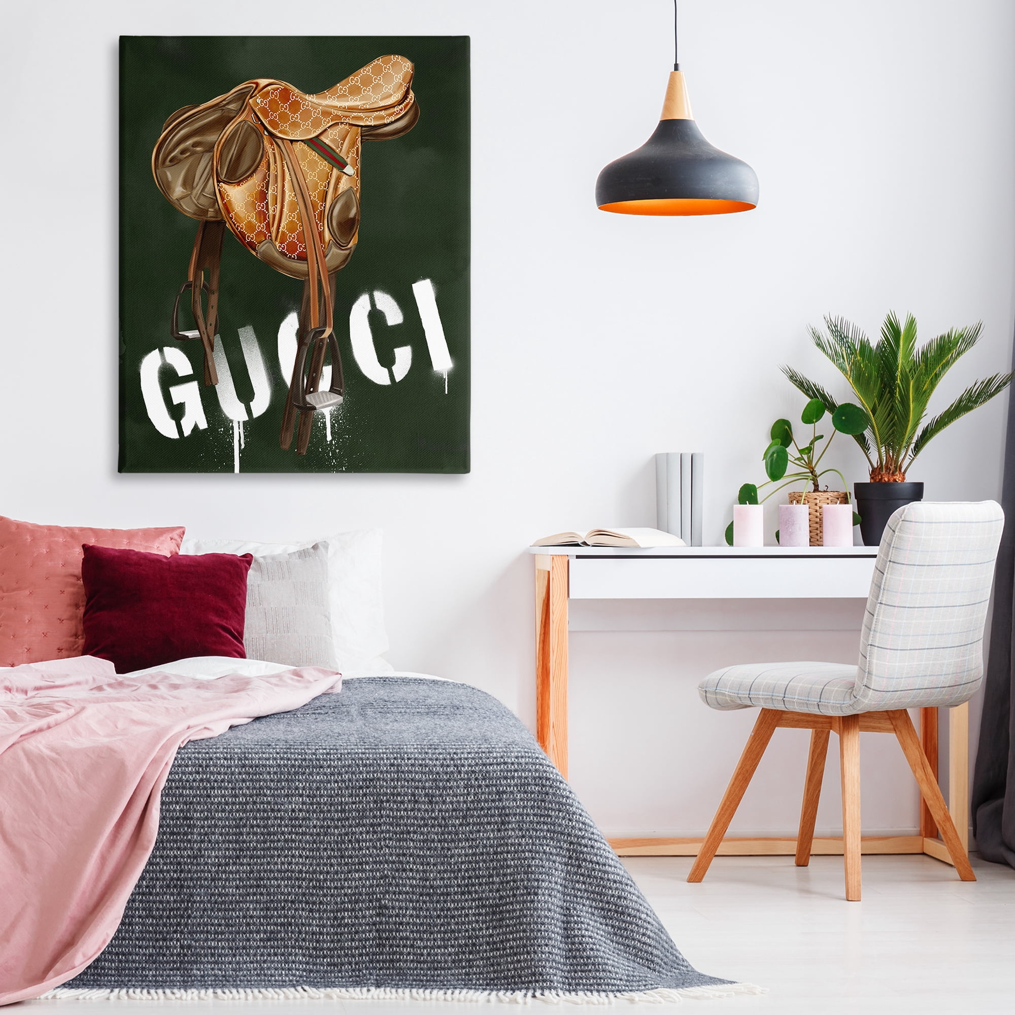 Stupell Industries Glam Horse Saddle Beauty & Fashion Painting Gallery Wrapped Canvas Art Print Wall Art, 36 x 48