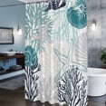 thumbnail image 6 of Summer Marine Life Shower Curtain, Graffiti Teal Corals Shell Sea Conch Starfish Waterproof Shower Curtain Set with 12 Hooks Lightweight Bath Curtains Fabric Bathroom Decor 36x72 Inches, 6 of 9