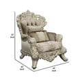 thumbnail image 5 of Benjara Esen 47 Inch Chair, Scalloped Floral Carvings, Scrolled Legs, Resin, Gold, 5 of 5