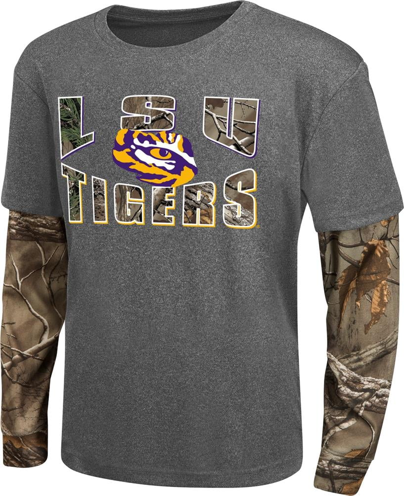 Youth Camo Layered LSU Tigers Louisiana State Long Sleeve Tee by Colosseum