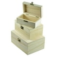 thumbnail image 6 of 3 Pieces 125/175mm Delicate Unfinished Wood Wooden Jewelry Storage Box Treasure Chest Box with Hinged Lid for Arts, Crafts,, 6 of 7