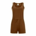thumbnail image 6 of asdoklhq 2025 Summer Fall Shorts for Women Clearance $5, Womens Plus size Women's Scoop Neck Sleeveless Casual Short Jumpsuit Rompers with Pockets, 6 of 9