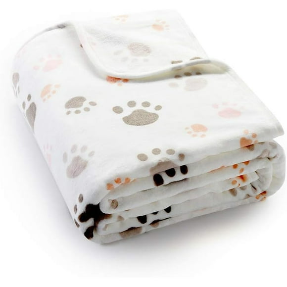 Pet Haven: Multi-Purpose Blanket for Dogs, Easy to Care, Washable, Soft Pet Mat, Throw Cover, Kennel Crate Bed, Portable (Cute Paw Pattern)