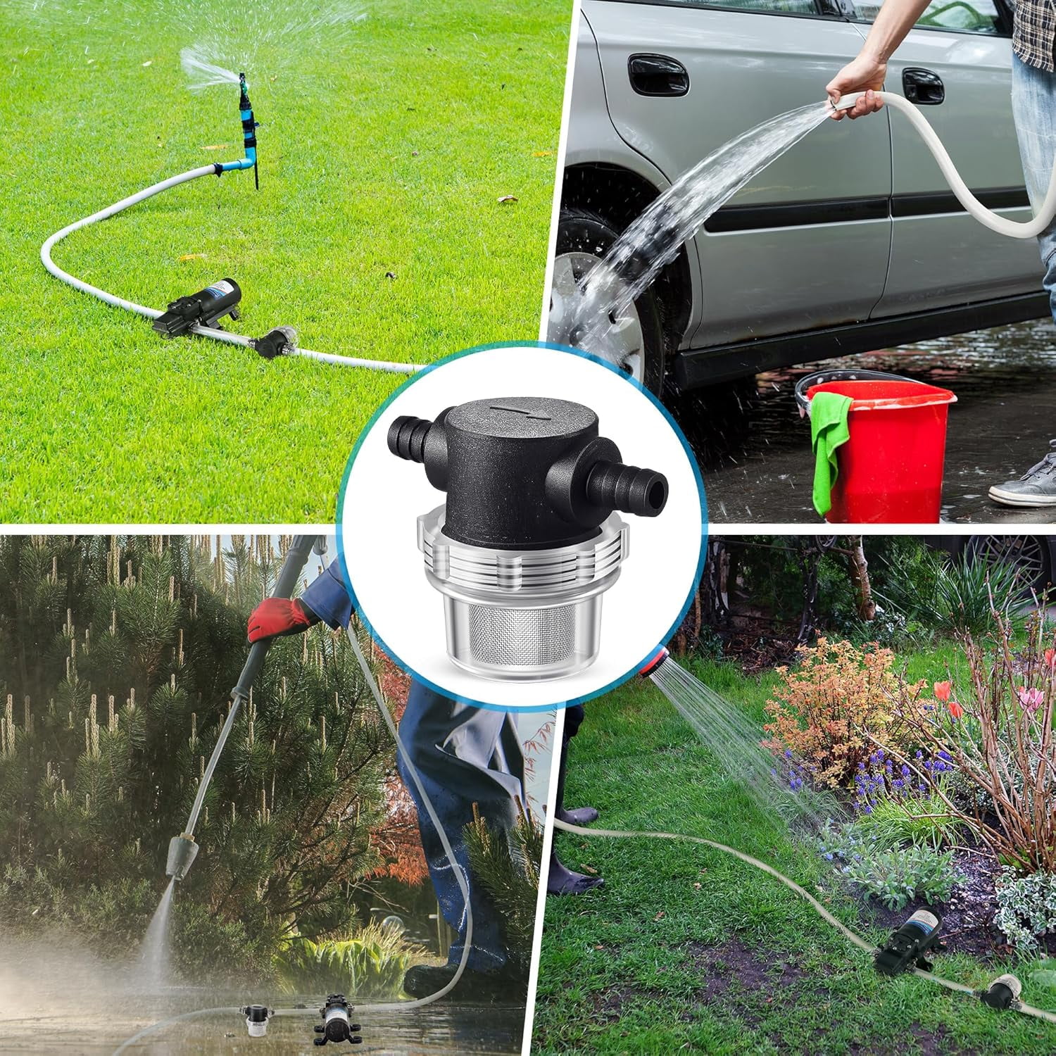 Dreyoo 3/8 Inch In-Line Water Pump Strainer – 12V DC Submersible Filter With Hose Barb
