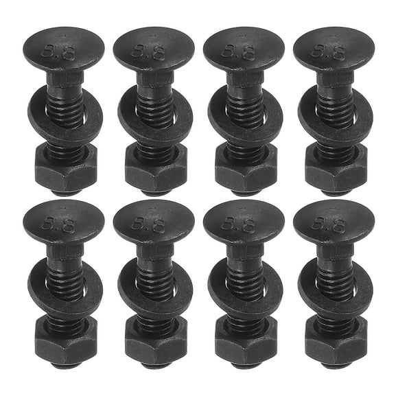 Unique Bargains M6 x 20mm Carriage Bolt Kit, 25 Set Carriage Bolts Screws Set Includes Washers and Nuts - Carbon Steel Black Oxide