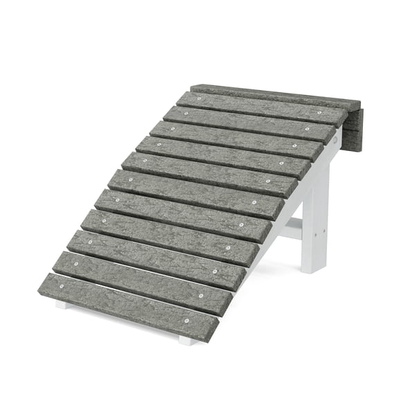 Wildridge Heritage Folding Footstool, Dark Gray and White - Outdoor Weather Resistant Recycled Plastic Furniture for Patio