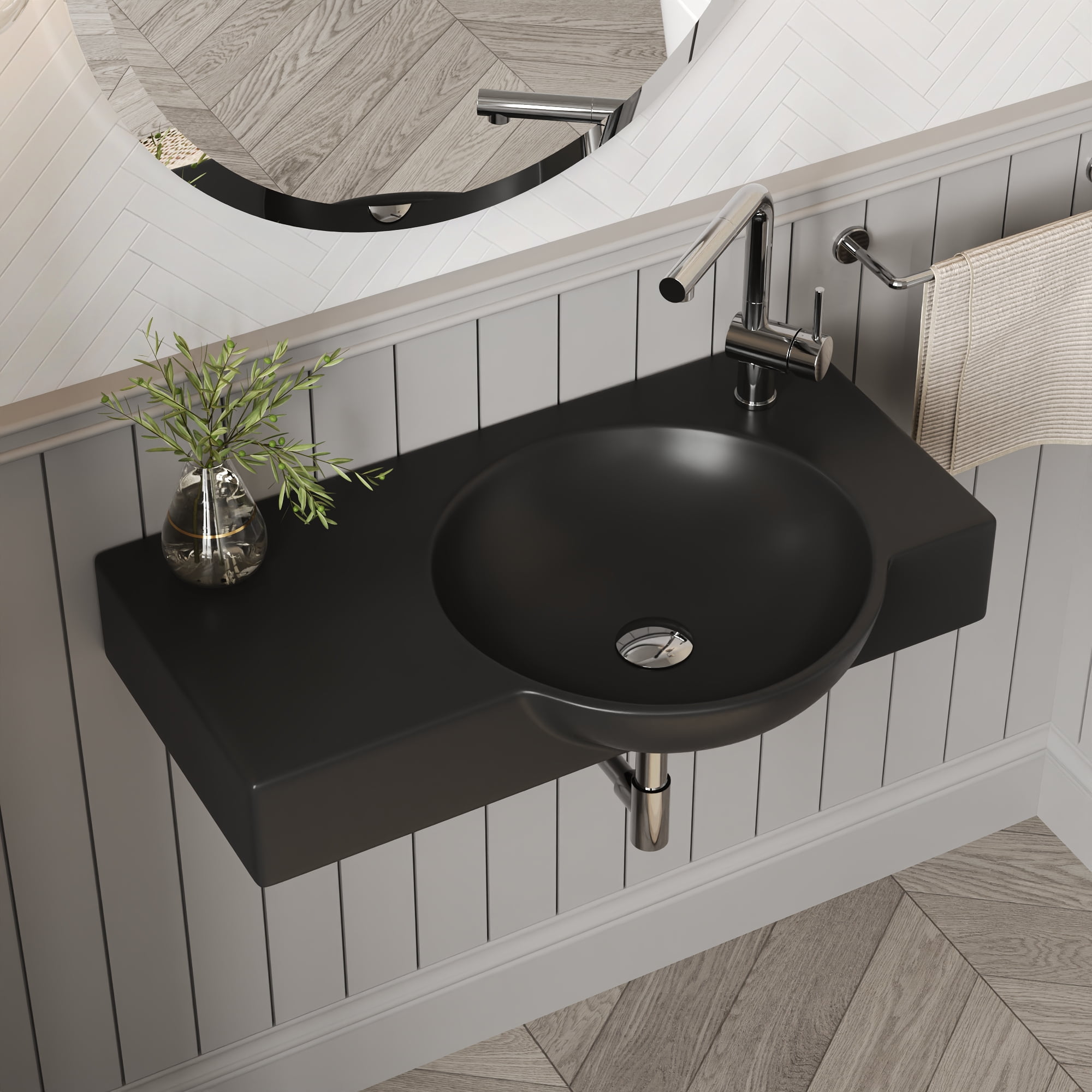 DV-1WS0125RB 30'' x 18'' Rectangular Vitreous China Wall Mount Bathroom Sink with Faucet Hole