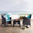 thumbnail image 1 of Modway Convene Ensemble de 3 Pcs Mobilier de Patio Extérieur, Foyer en Espresso Turquoise, 1 of 9