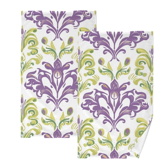 Ryvnso Mardi Gras Flower Cotton Hand Towels Sets Face Towel 2 PCs Bathroom Decorative