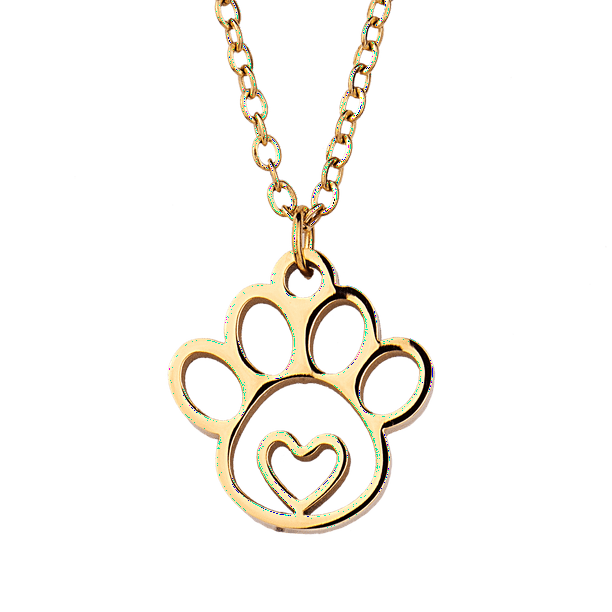 Collar para Mujer Huella de Gato, Perro y Animales LuckyLy de Acero Inoxidable dorado UNITALLA