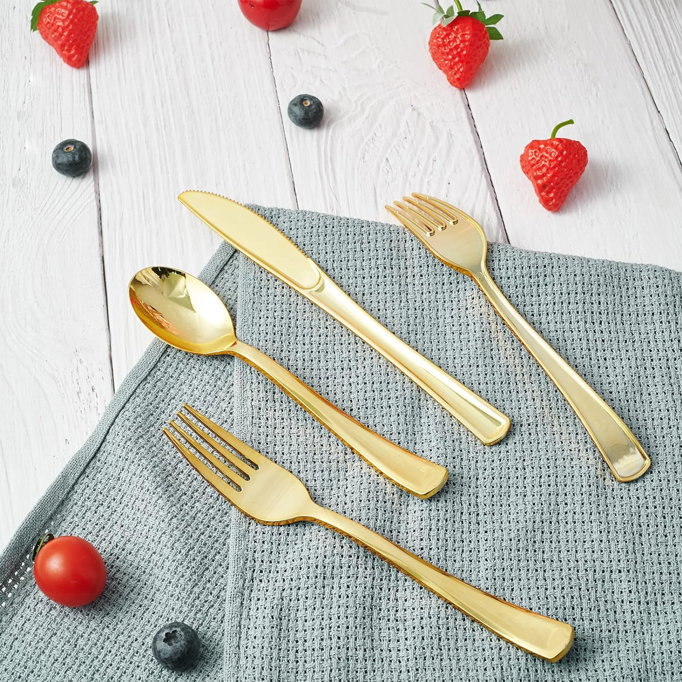 Jolly Chef Gold Plastic Silverware Set, 150-Piece photo 6