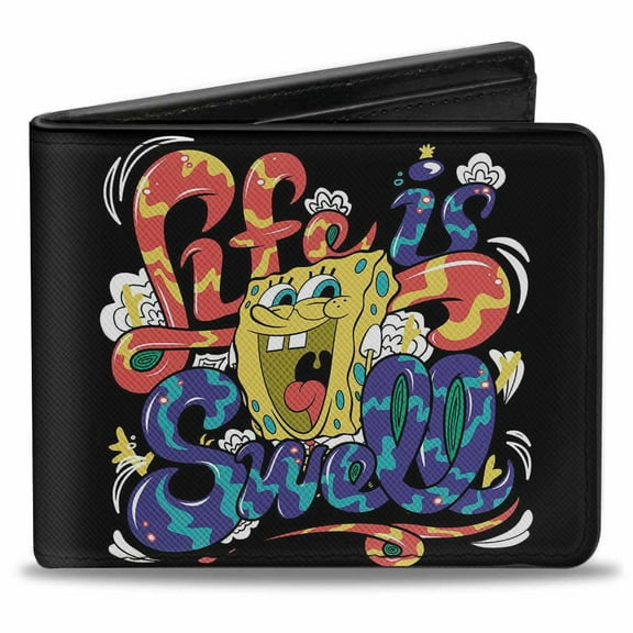 Nickelodeon Wallet, Bifold, Spongebob Life Is Swell Swirl, Vegan Leather