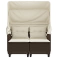 thumbnail image 3 of vidaXL Garden Sofa 2-Seater with Canopy and Stools Brown Poly Rattan, 3 of 5