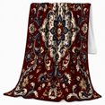 thumbnail image 2 of Burgundy Autumn Damask Floral, Festive Halloween Scene, Warm Flannel Blanket for Living Room and Reading Nook with Detailed Artwork, Art Lovers Halloween Gift, Festive Home Decor, 2 of 9